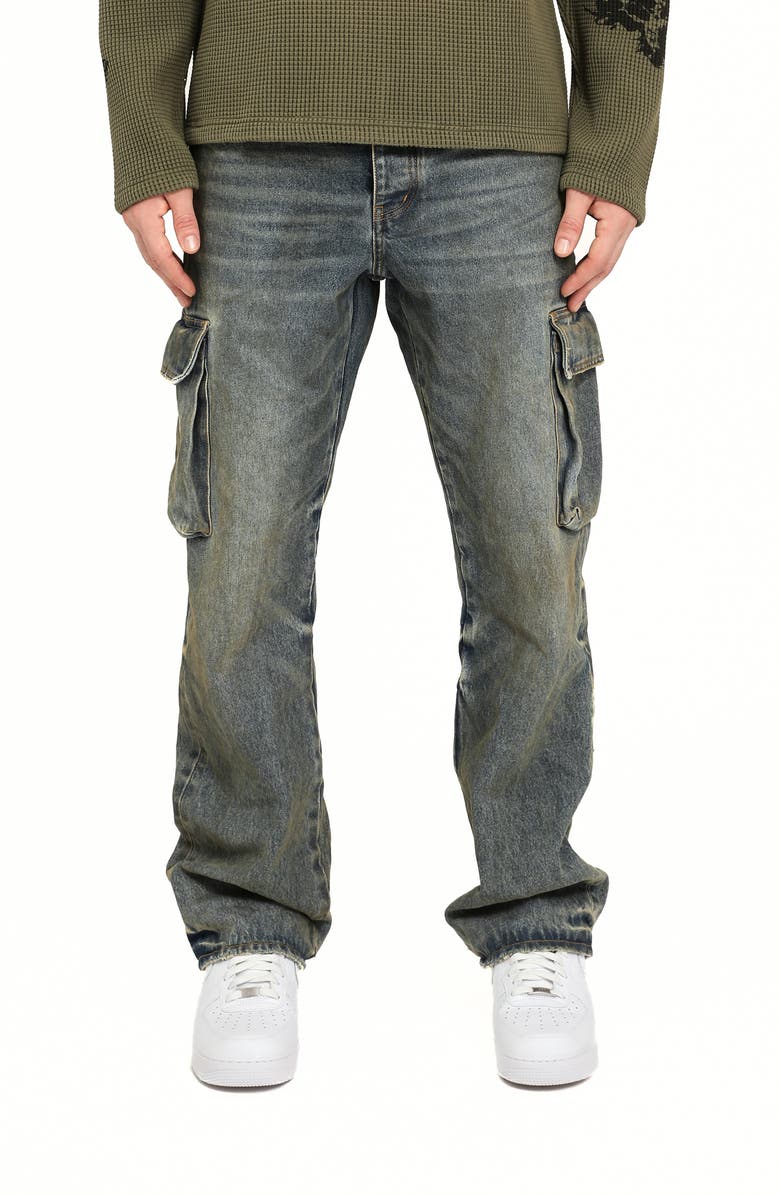 PURPLE BRAND Vintage Wash Cargo Jeans, Main, color, Light Indigo
