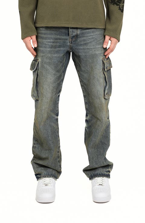 Vintage Wash Cargo Jeans