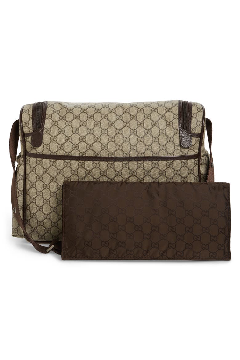 Double G Logo Diaper Bag, Alternate, color, BLACK/ GOLD
