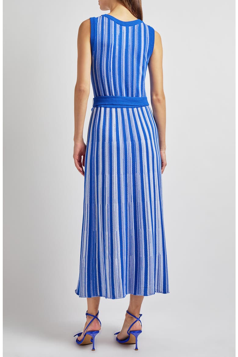 Modern Fit Sleeveless Rib Knit Dress, Alternate, color, AEGEAN BL/WT