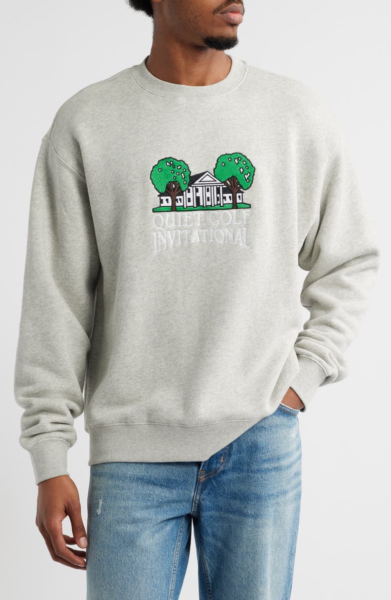 Quiet Golf Invitational Embroidered Sweatshirt, Main, color, Ash