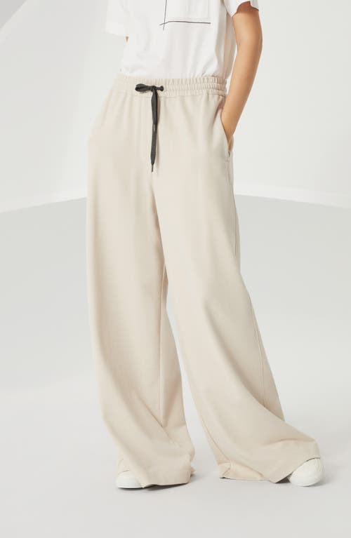 Brunello Cucinelli Drawstring Wide-leg Trousers In Cool Beige