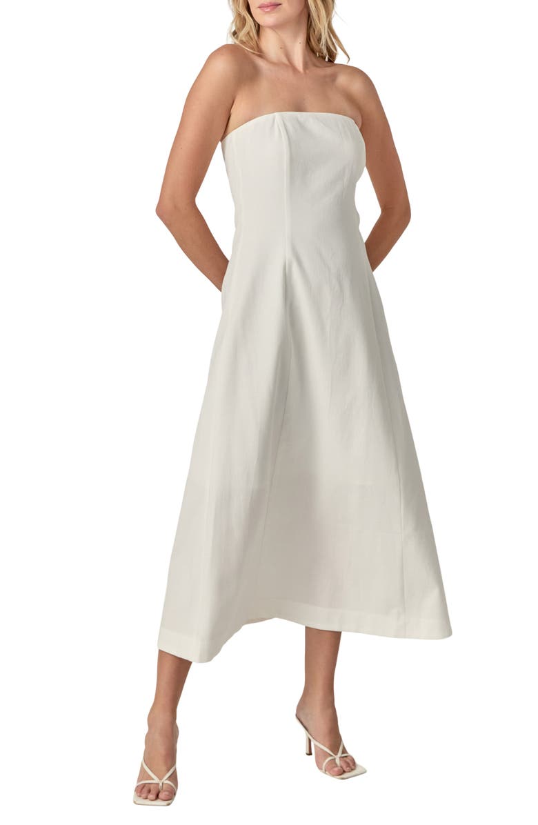 Endless Rose Strapless Linen Dress, Main, color, White