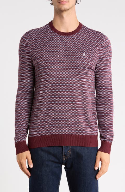 Geometric Jacquard Crewneck Sweater