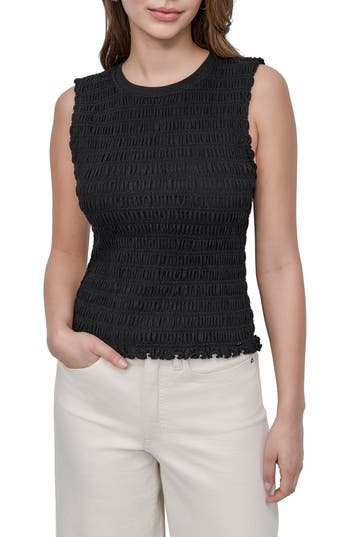 DKNY JEANS DKNY JEANS SMOCKED SLEEVELESS TOP