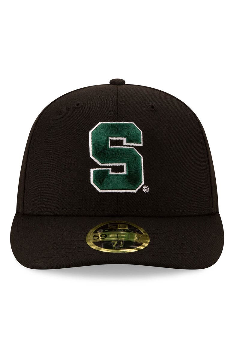 New Era Men's New Era Black Michigan State Spartans Basic Low Profile 59FIFTY Fitted Hat, Alternate, color,