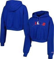THE WILD COLLECTIVE Women's The Wild Collective Royal Buffalo Bills Cropped Pullover Hoodie
