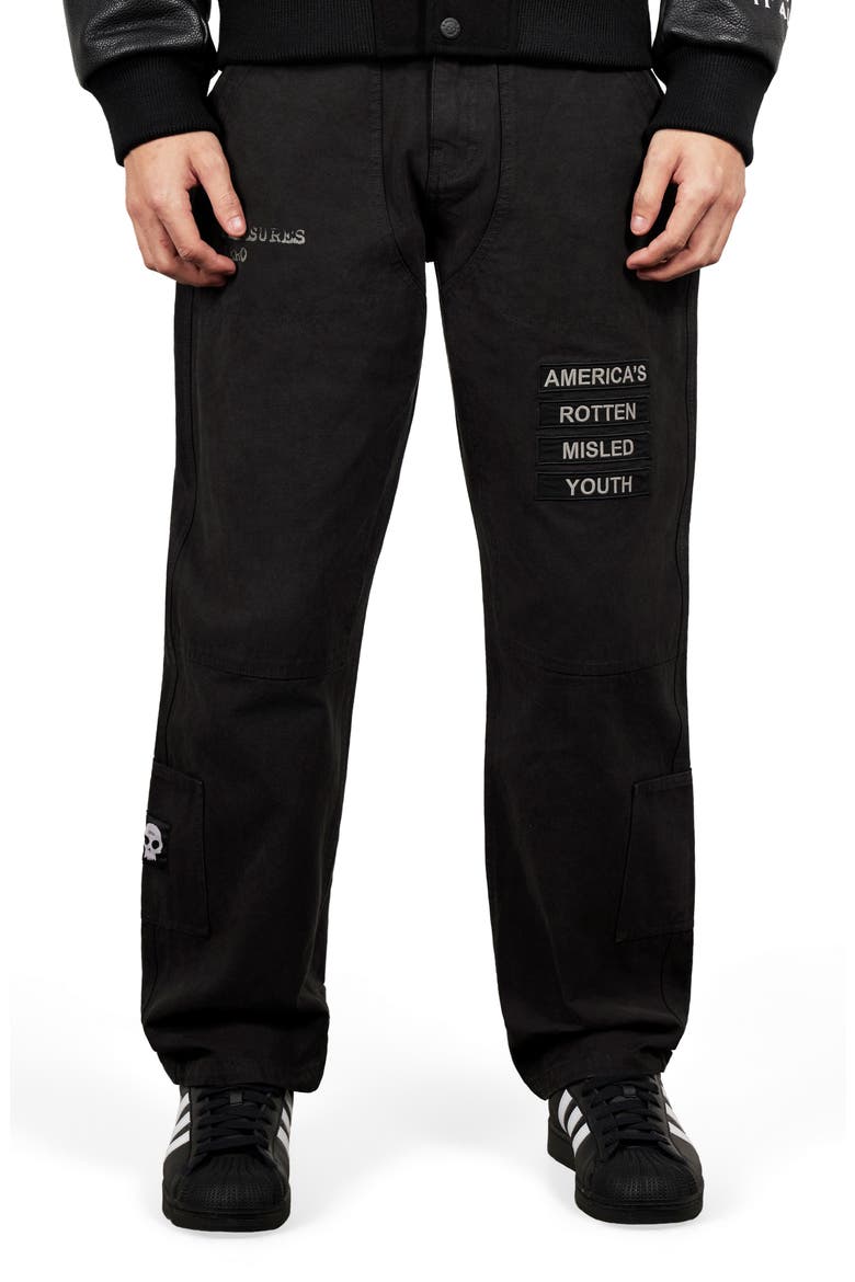 X Zero Skateboards Work Pants, Main, color, BLACK