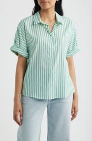 beachlunchlounge Chase Cotton & Modal Button-Up Shirt