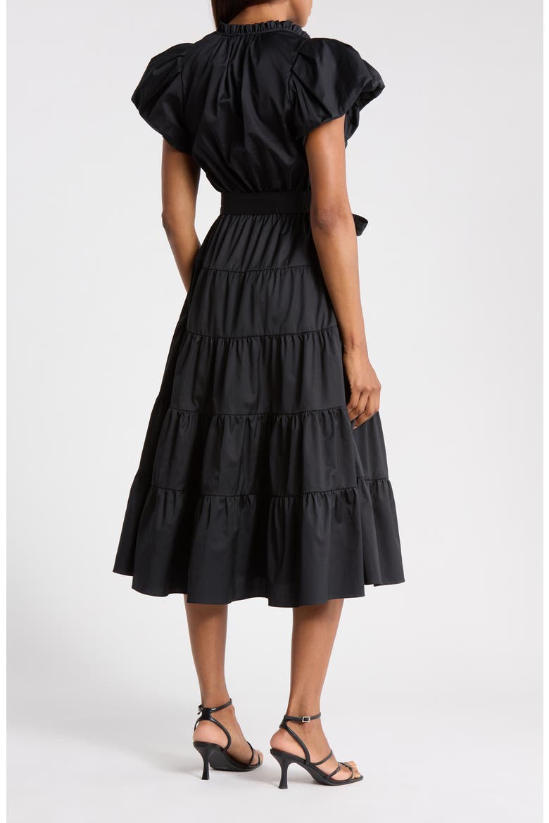 Ottilie Cotton Midi Dress, Alternate, color, NOIR
