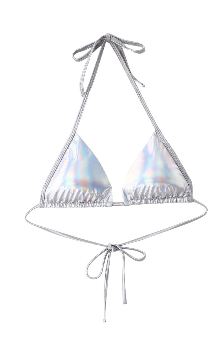 LECHERY<sup>®</sup> Lustrous Ruched Triangle Bikini Top, Alternate, color,