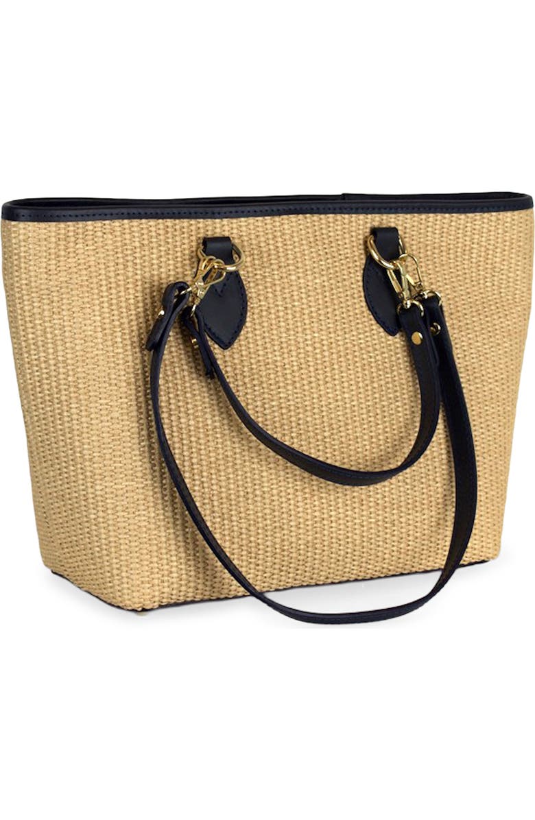 Persaman New York Naomi Raffia & Leather Tote, Alternate, color, Blue