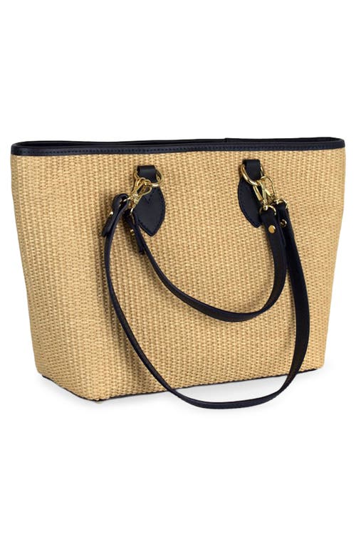 Persaman New York Naomi Straw & Leather Tote In Blue
