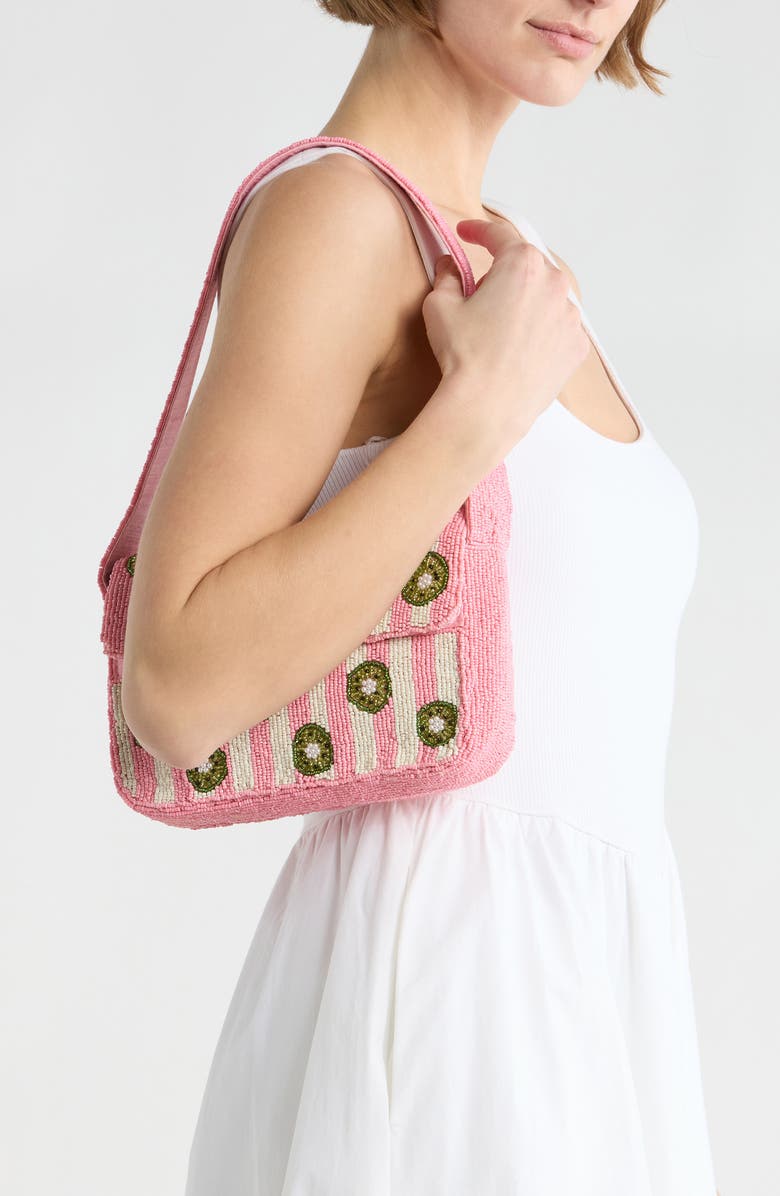 Collection XIIX Kiwi Stripe Beaded Baguette Shoulder Bag, Alternate, color, Pink Multi