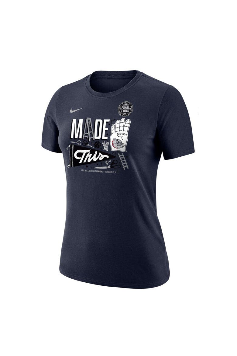 Women's Nike Navy Gonzaga Bulldogs 2021 NCAA Men's Basketball Tournament March Madness Final Four Bound Regional Locker Room T-Shirt, Alternate, color, Navy