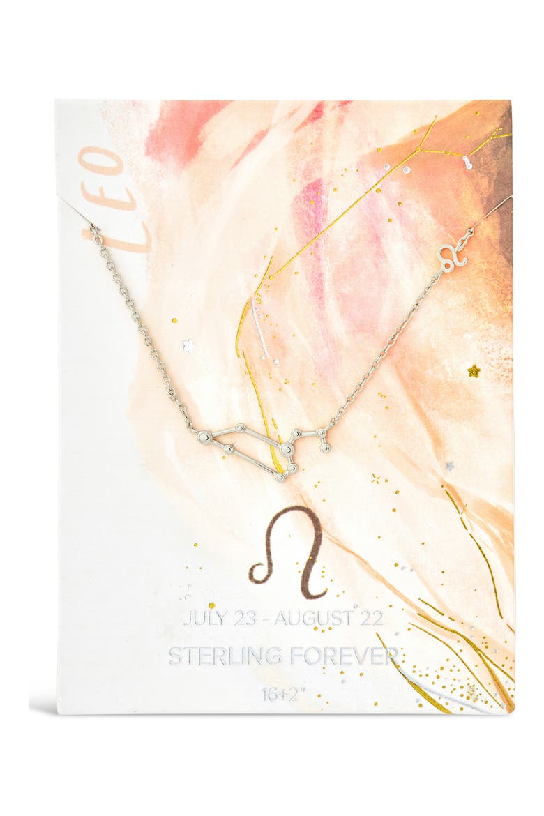 14K Gold Plated Station Constellation Pendant Necklace, Alternate, color, SILVER - LEO