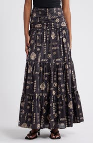 Rails Agatha Floral Tiered Cotton Maxi Skirt