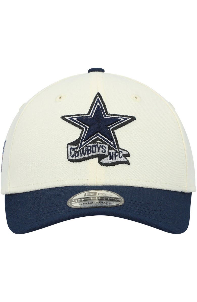 New Era Youth New Era Cream/Navy Dallas Cowboys 2022 Sideline Two-Tone 39THIRTY Flex Hat, Alternate, color, 