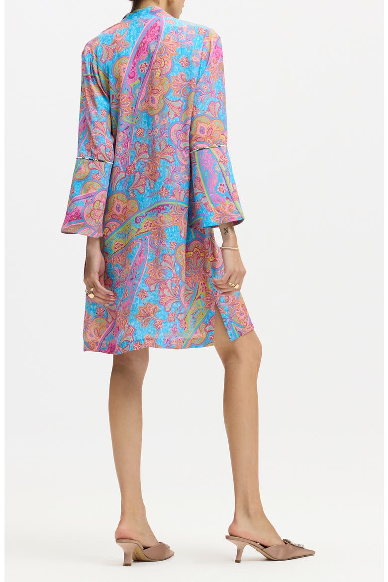 Brenna Tie Neck Long Sleeve Shift Dress, Alternate, color, BLUE MULTI