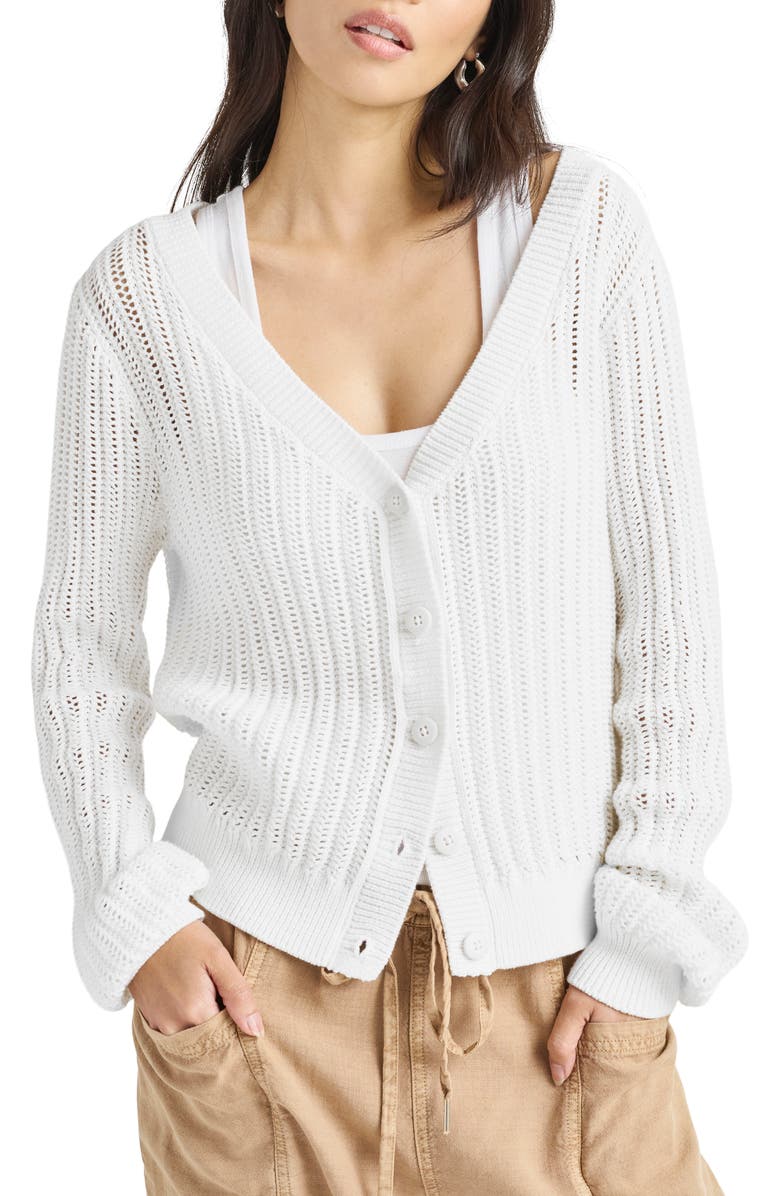 Splendid Amalfi Open Stitch Cotton Cardigan, Main, color, White