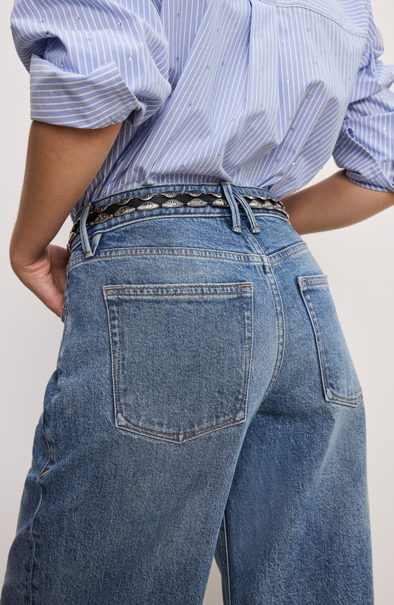 Good American Good Ease Relaxed Wide Leg Jeans, Alternate, color, Indigo575