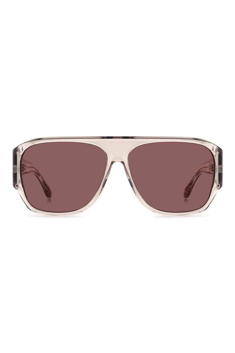 60mm Navigator Sunglasses, Main, color, NUDE/ BURGUNDY