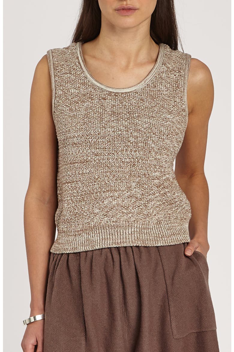 Angled Rib Crochet Vest, Main, color, Sepia Marl