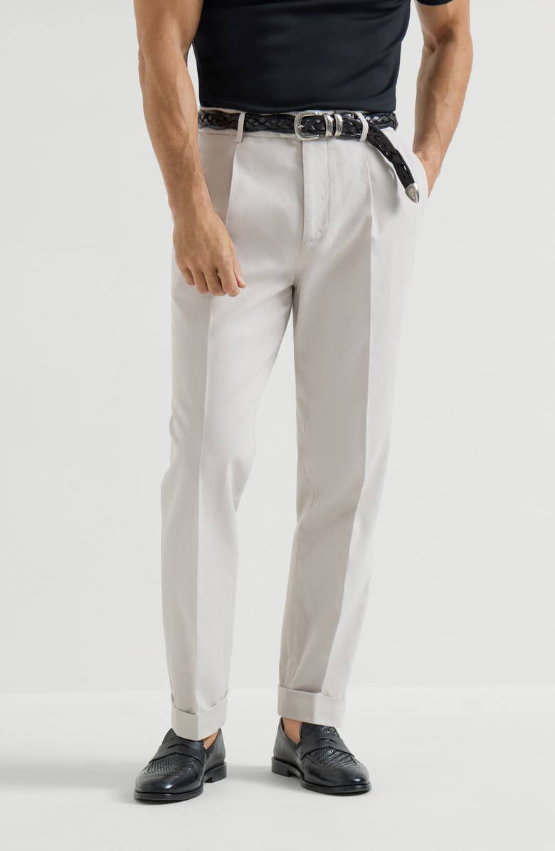 Brunello Cucinelli Gabardine garment dyed trousers, Main, color, Panama
