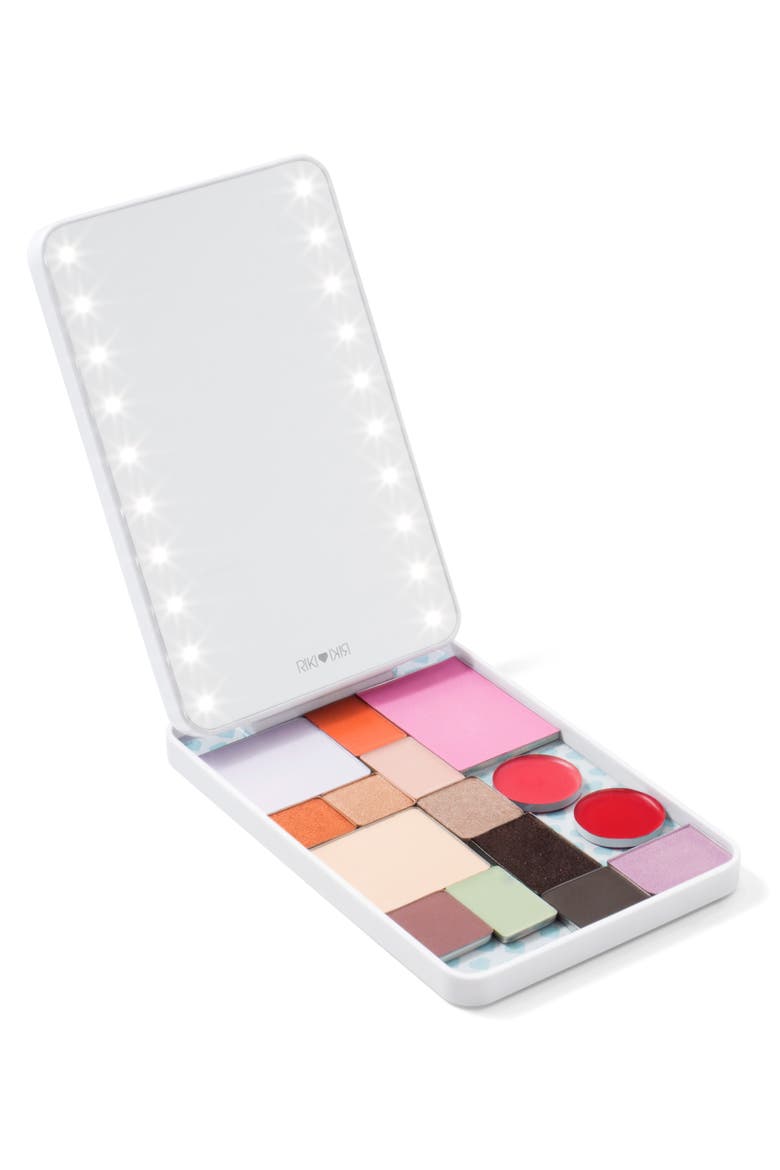Colorful Lighted Mirrored Compact Case, Alternate, color, WHITE