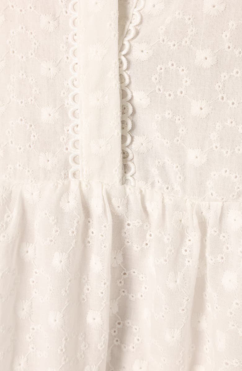 Petal & Pup Delia Tiered Long Sleeve Cotton Eyelet Minidress, Alternate, color, 