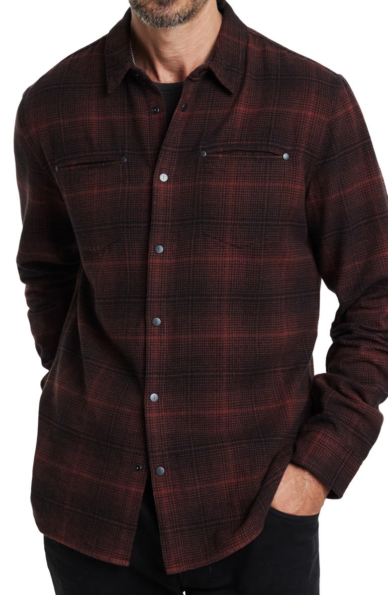 John Varvatos Dario Brushed Cotton Flannel Button-Up Shirt, Alternate, color,