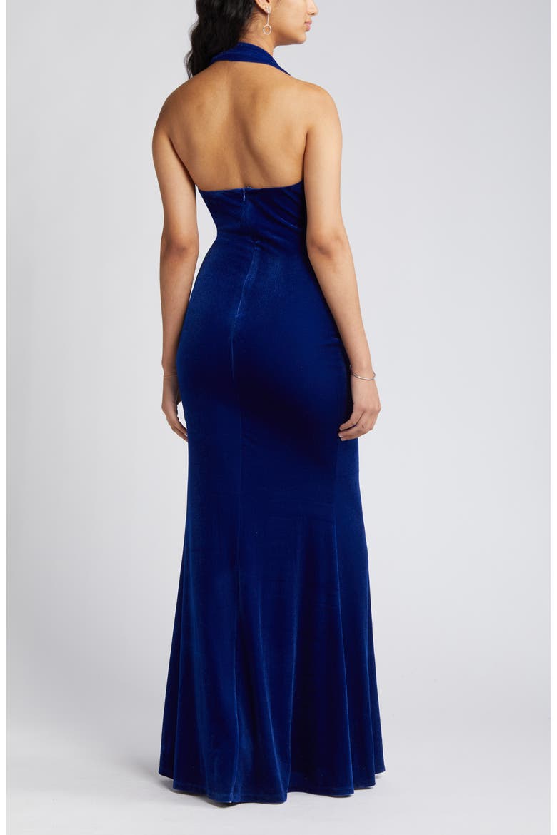 Enchanting Touch Halter Velvet Gown, Alternate, color, ROYAL BLUE
