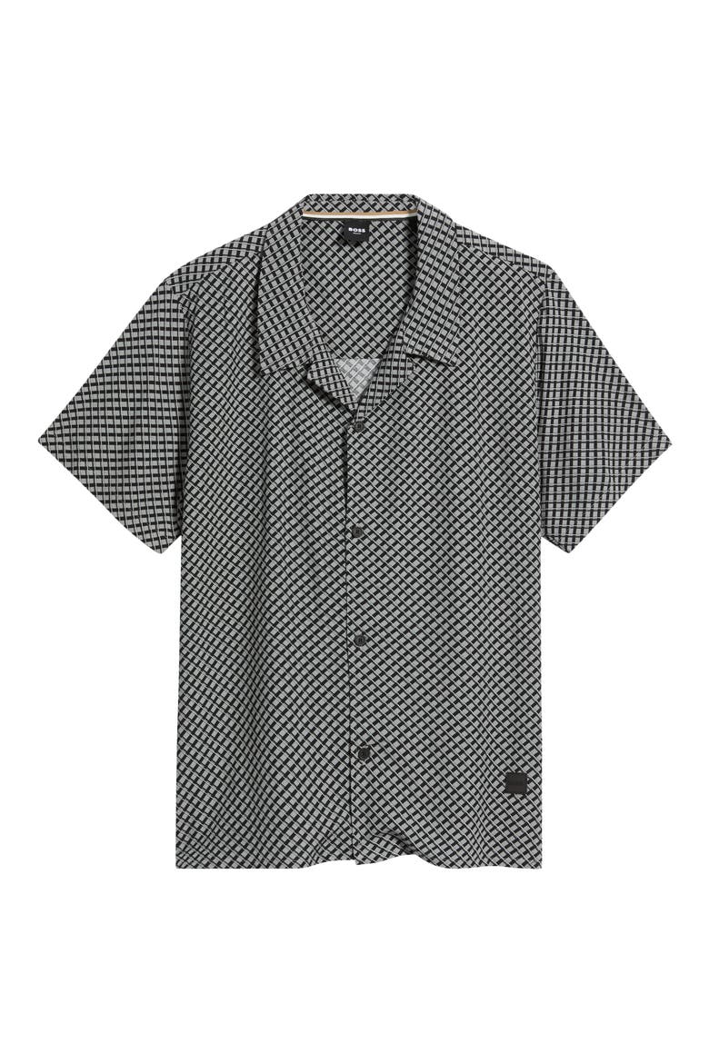 Geo Print Camp Shirt, Main, color, OPEN GREY