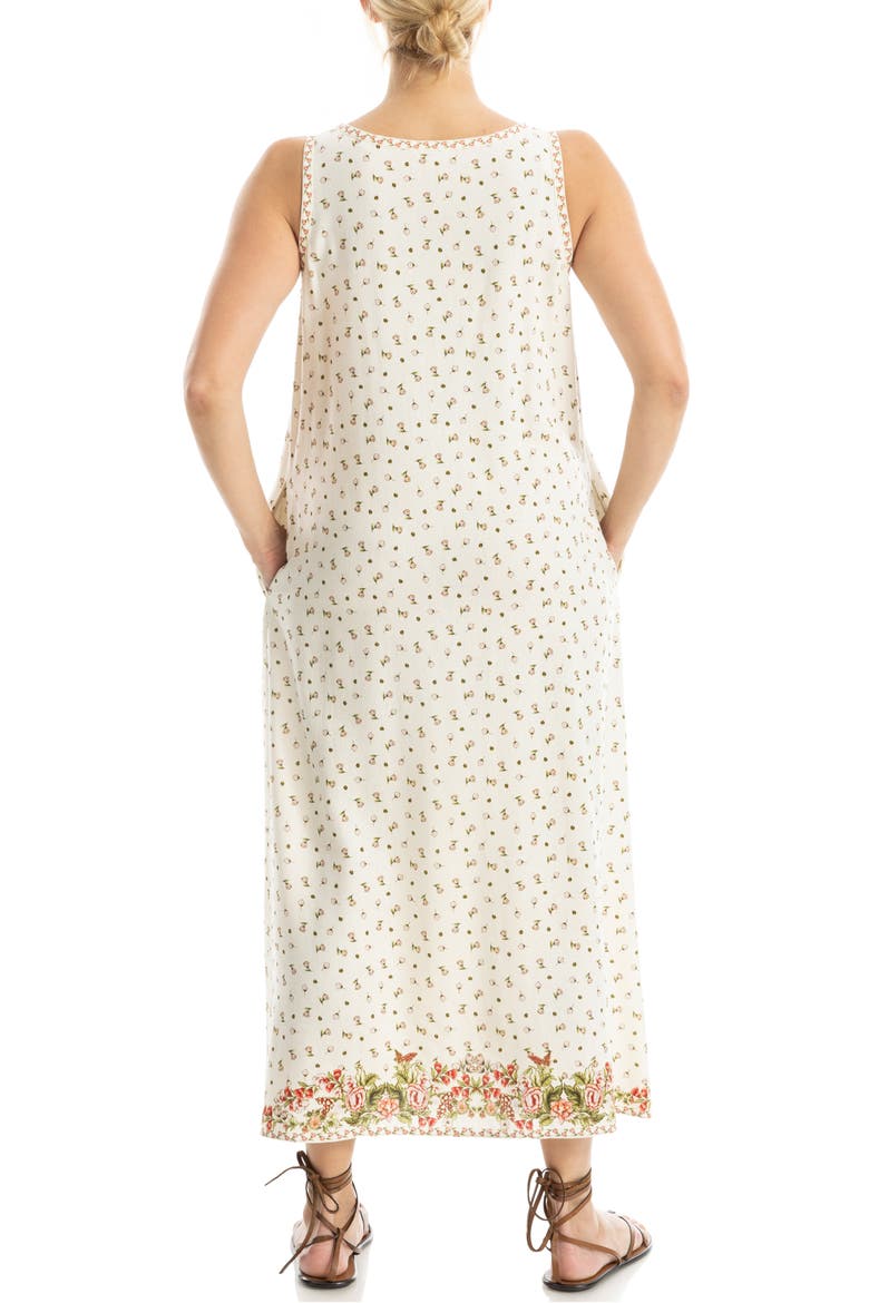 Border Print Sleeveless Maxi Dress, Alternate, color, BIRCH LEAFY FLORAL