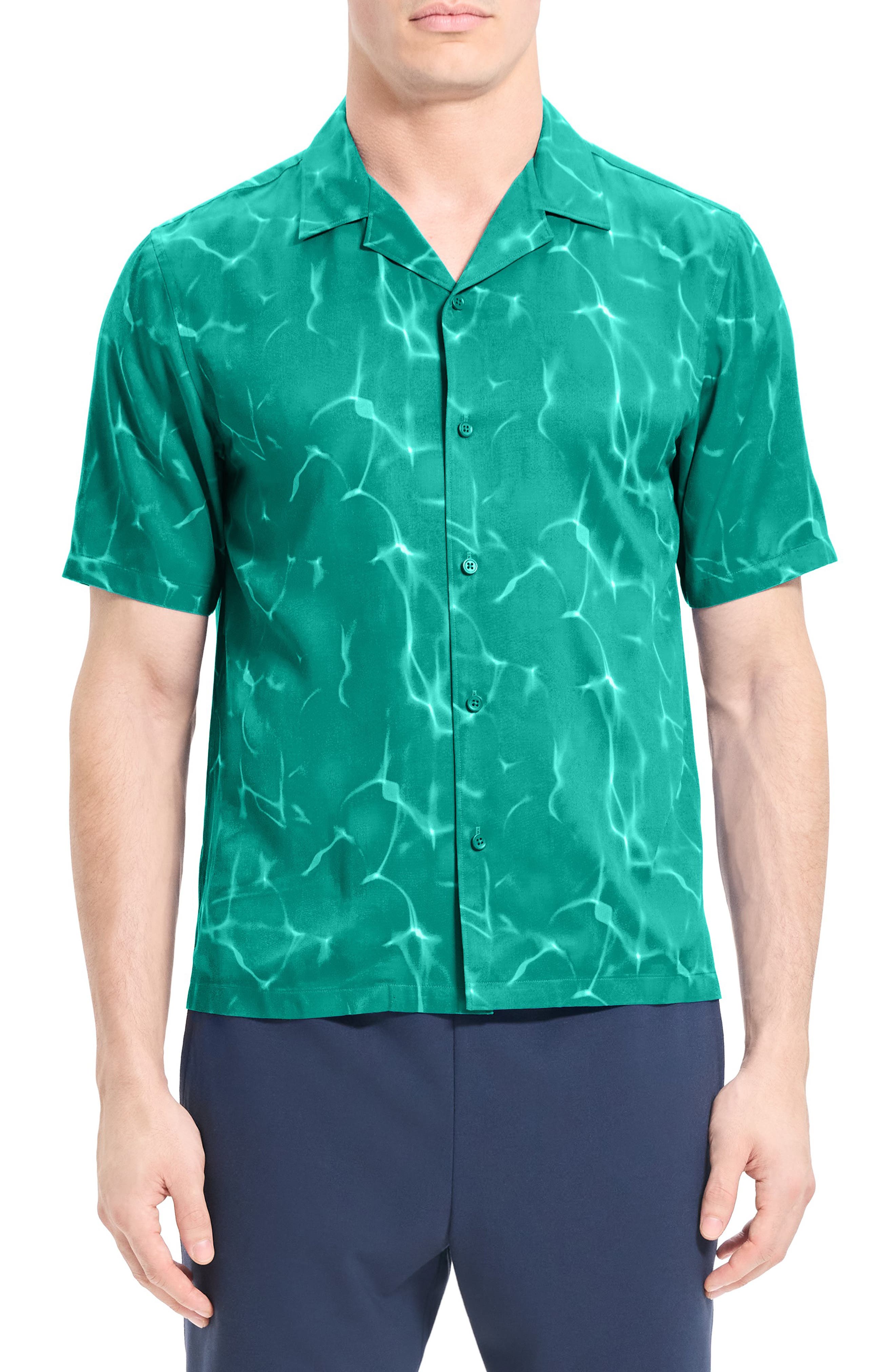 Theory Irving Ripple Short Sleeve Button-Up Camp Shirt (Men ...