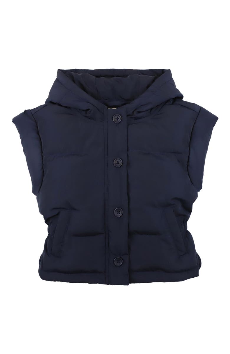 Hope & Henry Girls' Hooded Puffer Vest, Kids, Alternate, color, Navy