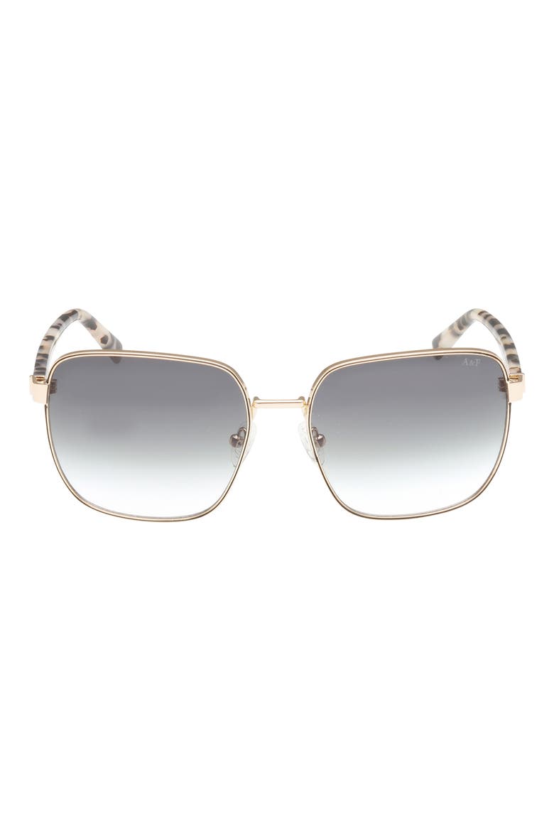58mm Square Sunglasses, Main, color, GOLD / SMOKE GRADIENT LENS
