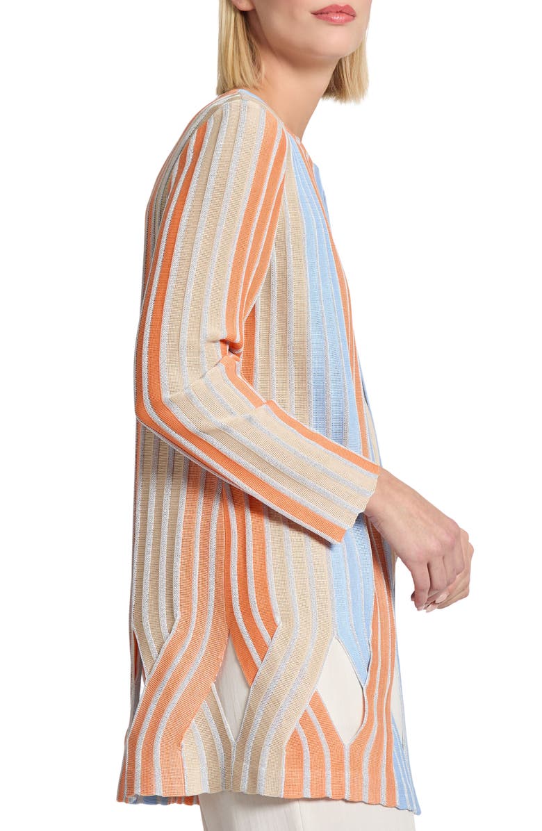 Misook Heritage Metallic Stripe Cardigan, Alternate, color, 