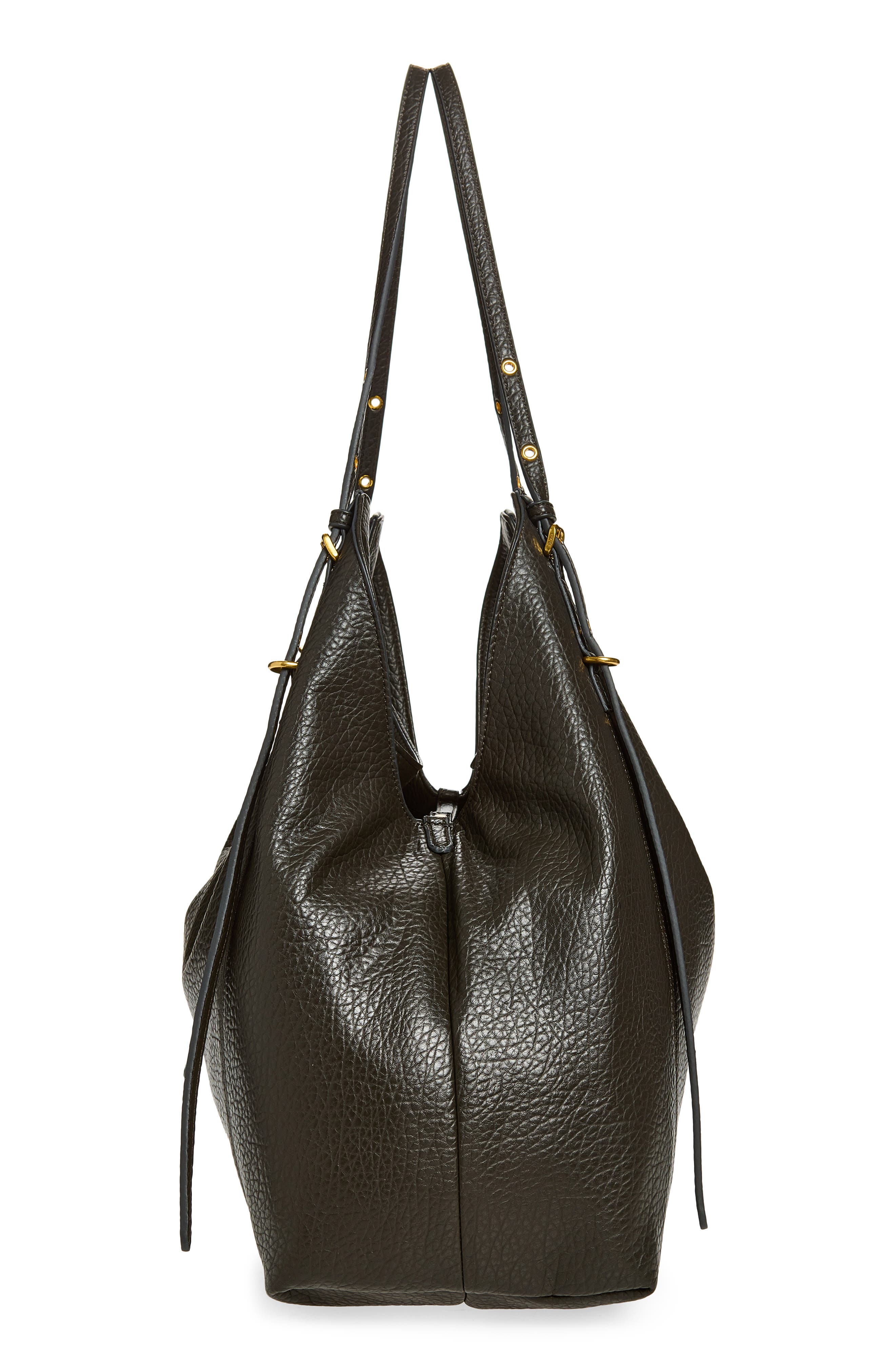 Faux Leather Sack Shoulder Bag, Alternate, color, GREY