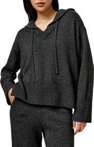 Lilysilk Women's V Neck Wool-Cashmere Blend Hoodie