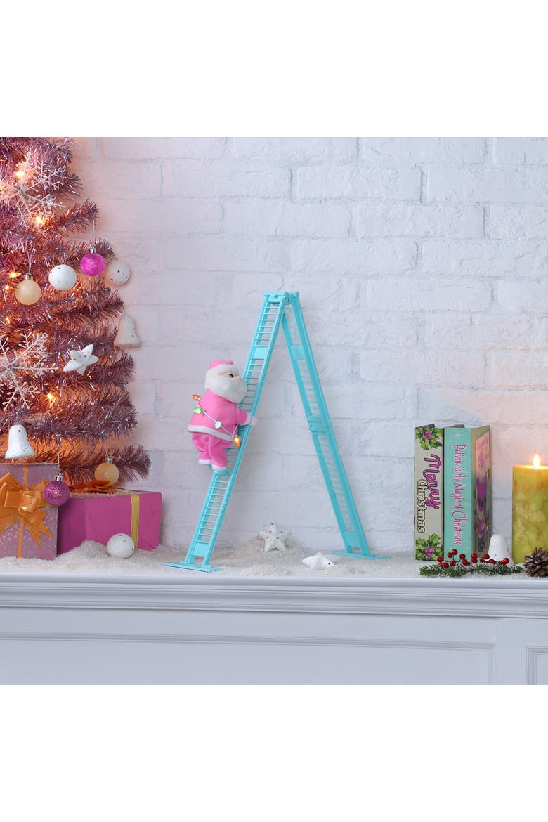 17 in. Animated Pastel Ladder Climbing Santa, Alternate, color, Multicolor