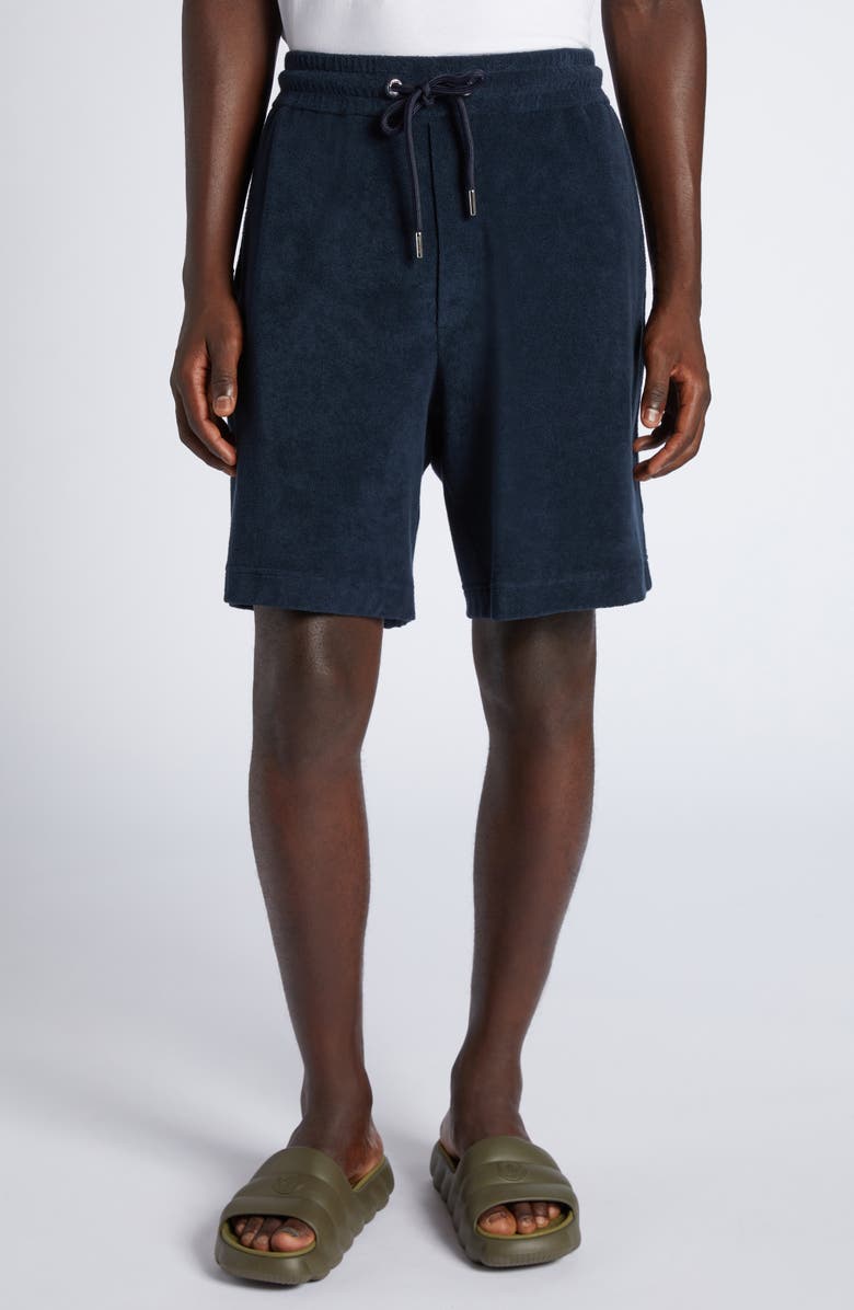 Moncler Tipped Cotton Terry Cloth Shorts, Main, color, 