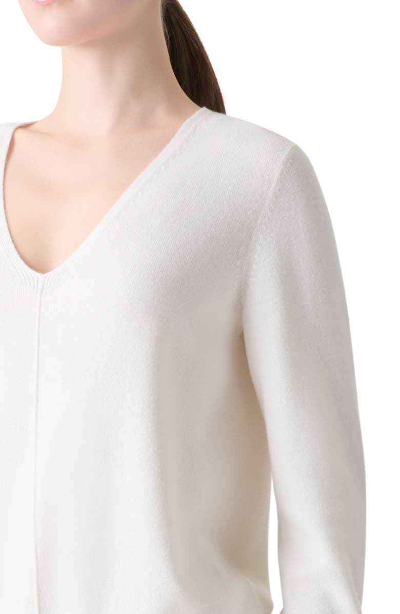 Akris V-Neck Cashmere Sweater, Alternate, color, Ecru