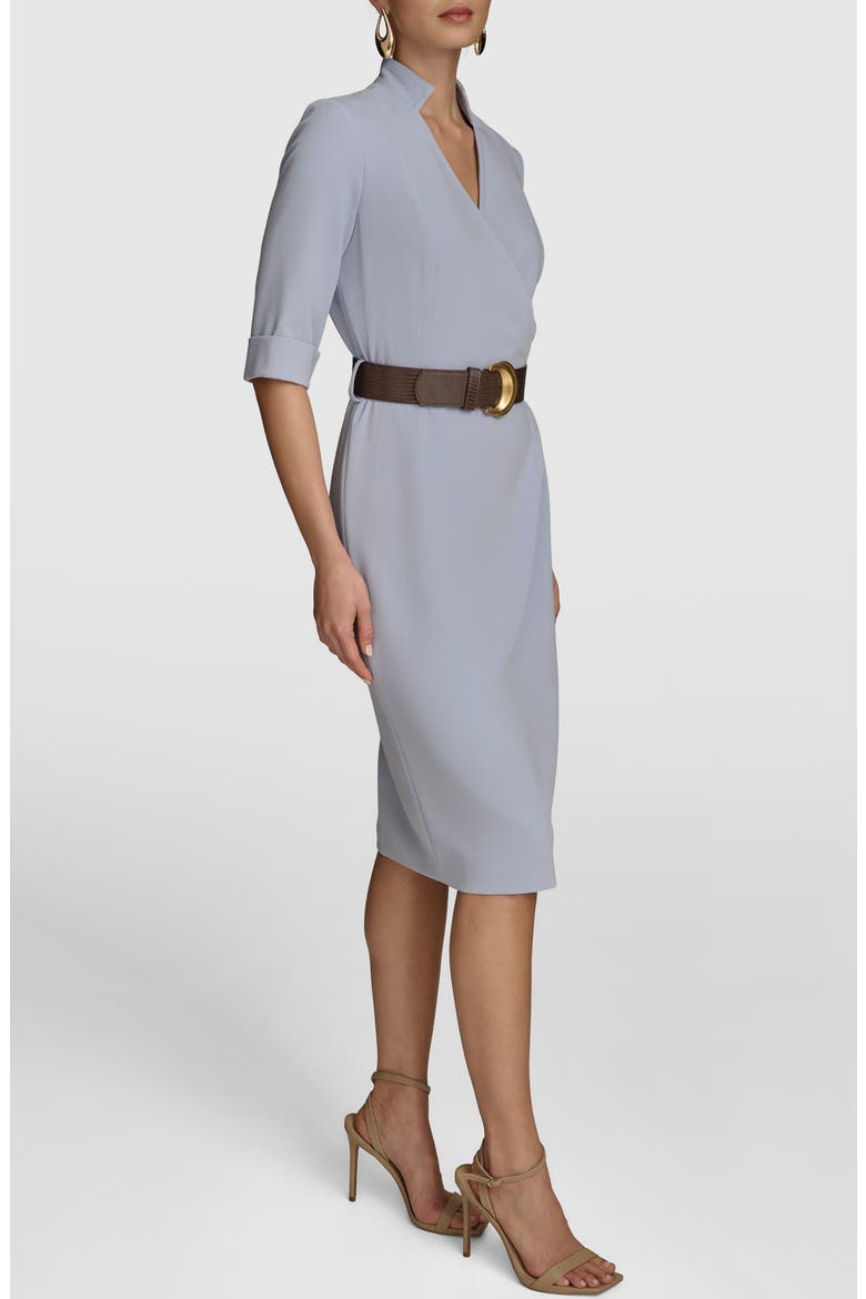 Belted Sheath Dress, Alternate, color, GLACIAL BLUE