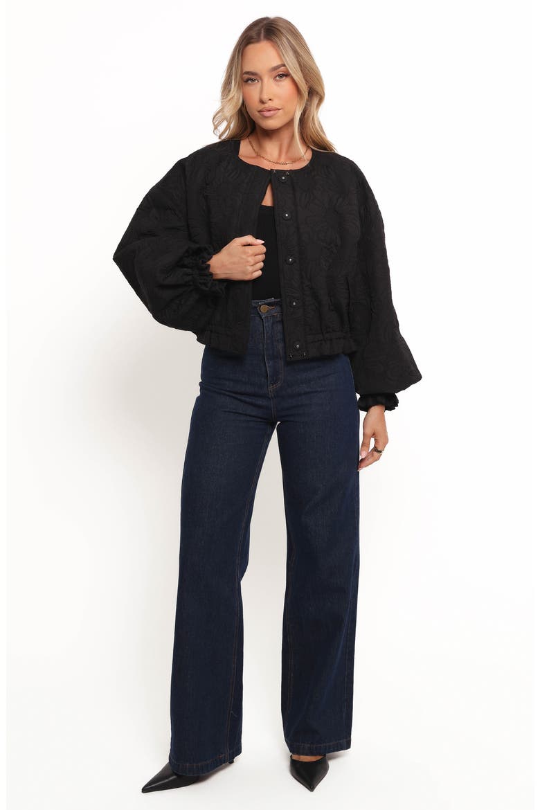 Yuki Flower Embroidered Jacket, Alternate, color, BLACK