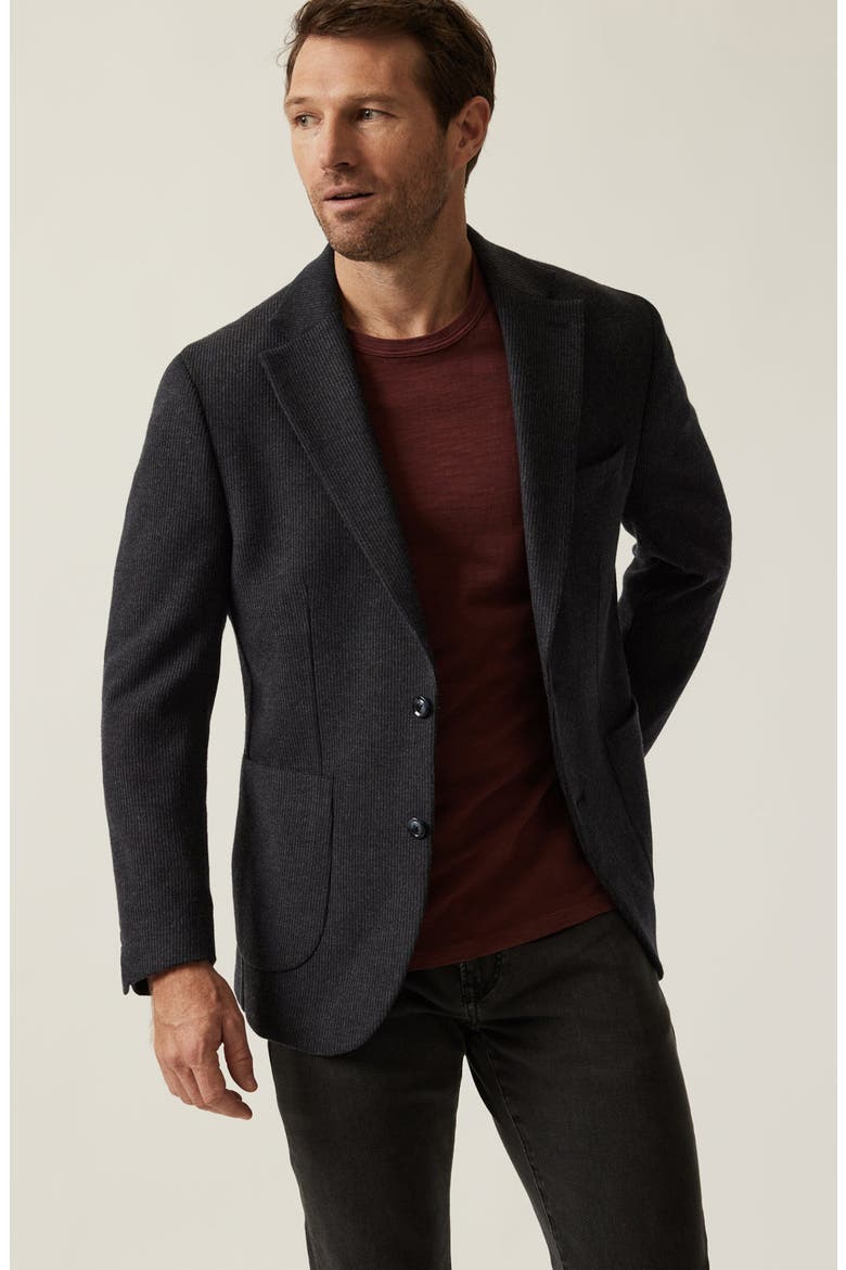 Matteo Slim Fit Dark Grey Rib Knit Blazer, Alternate, color, DARK GREY