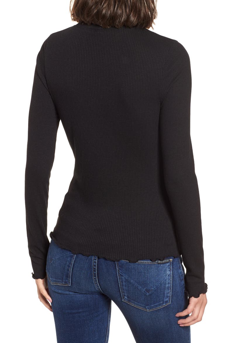 Slim Rib Long Sleeve Tee, Alternate, color, BLACK