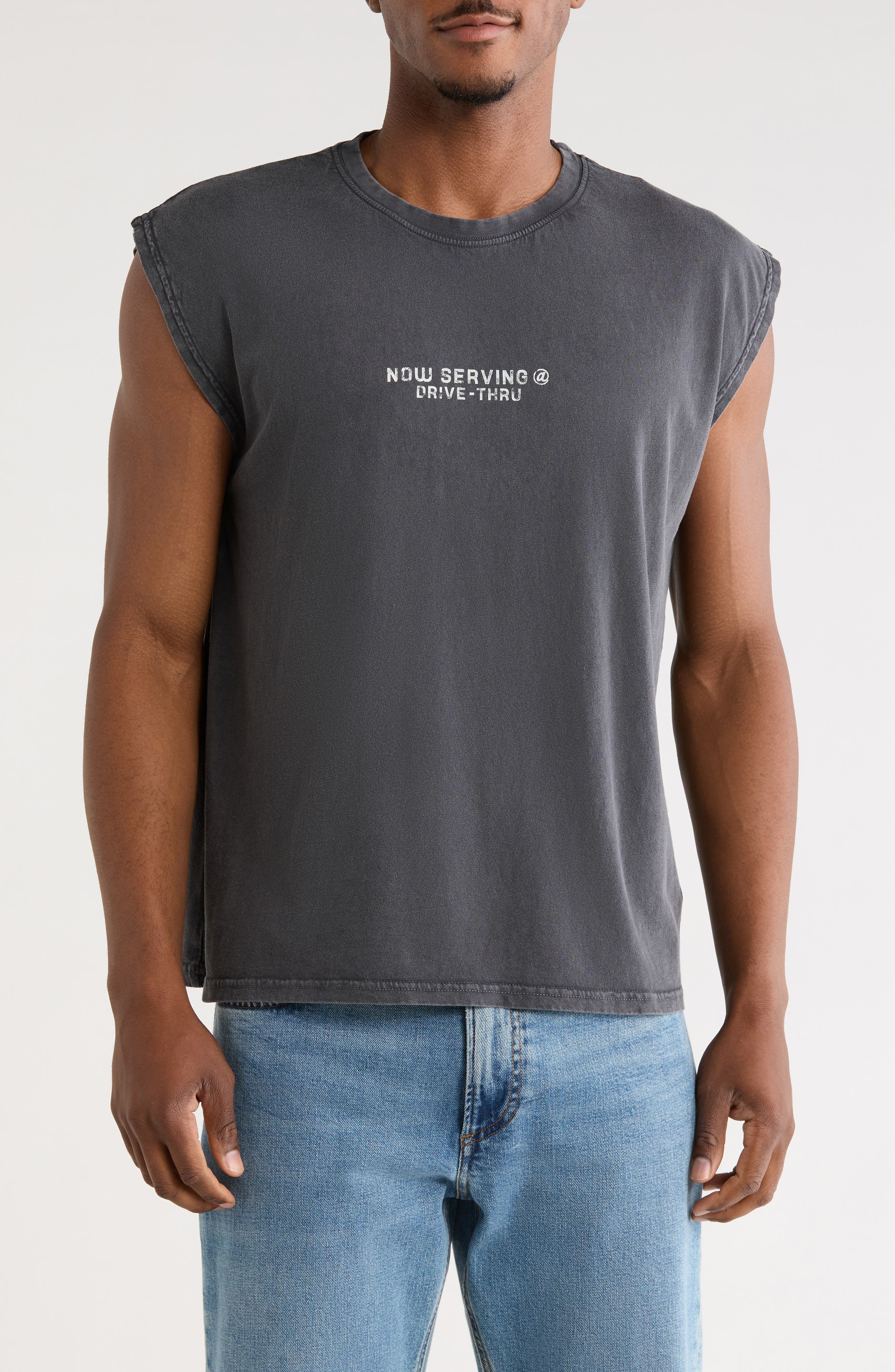 Garment Dyed Car Graphic Muscle Tee