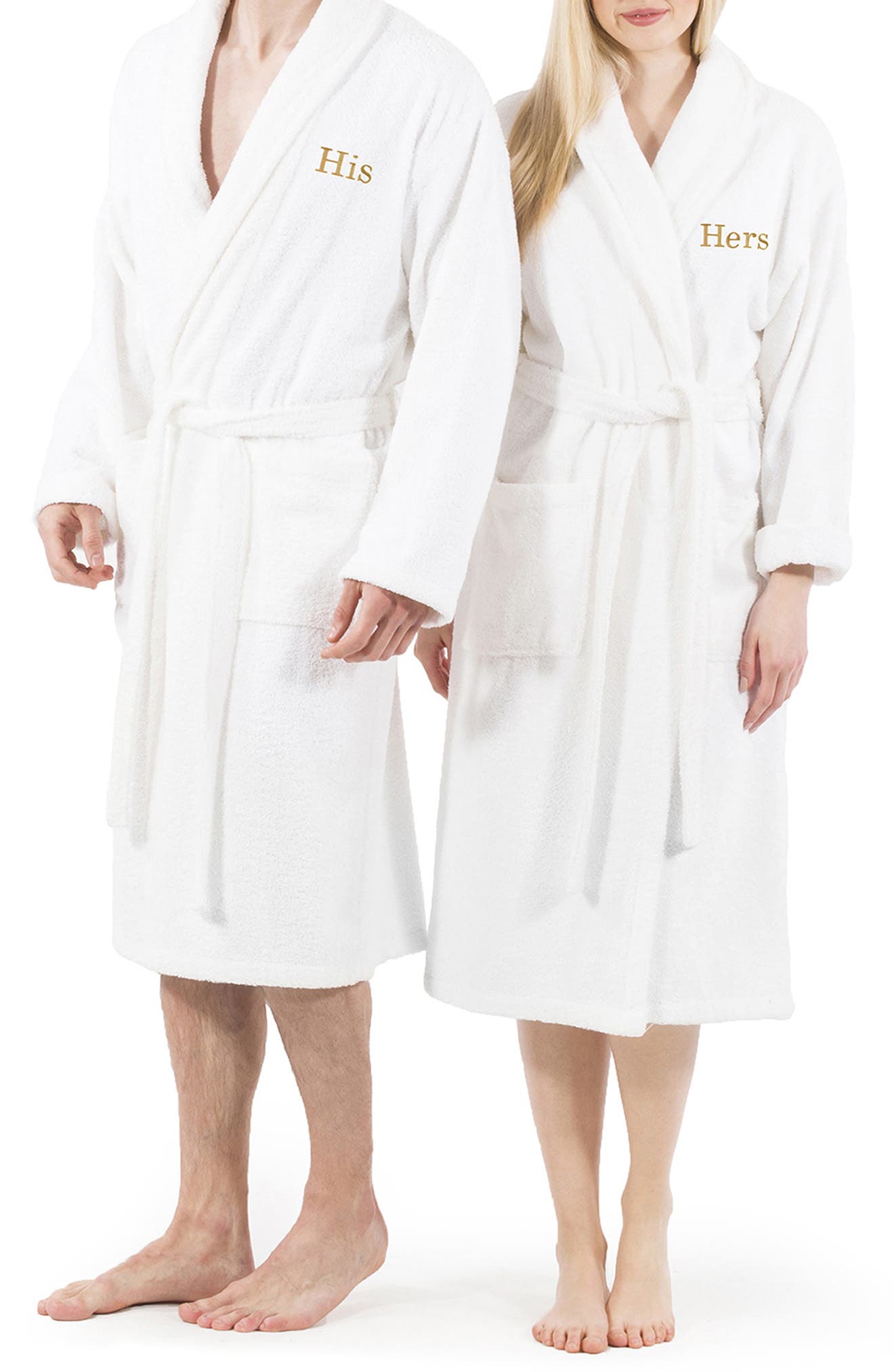 Linum Home Textiles Embroidered 'Hers' Terry Bathrobe