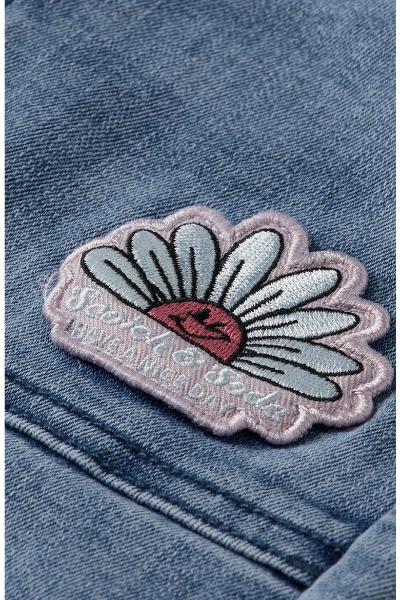 Kids' Floral Wide Leg Denim Jeans, Alternate, color, COASTAL BLUE